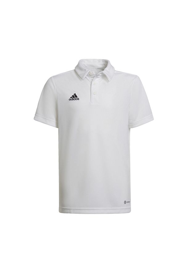 Adidas - Koszulka polo piłkarska dla dzieci adidas Entrada 22 Polo. Typ kołnierza: polo. Kolor: biały. Materiał: poliester. Sport: piłka nożna