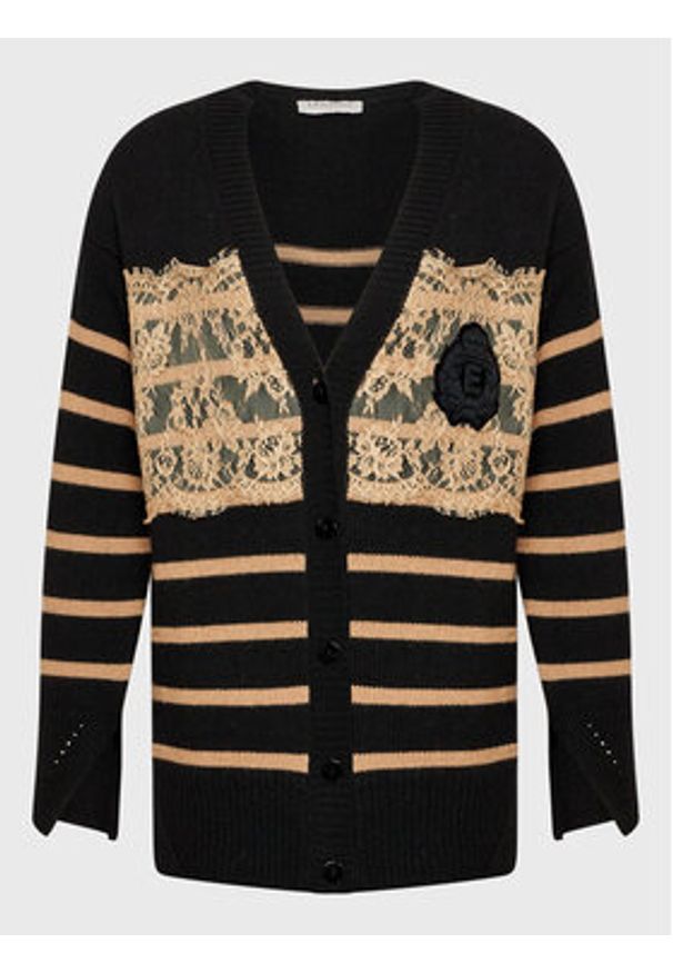Ermanno Firenze Kardigan N019EH8 Czarny Regular Fit. Kolor: czarny. Materiał: bawełna