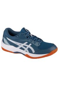 Buty siatkarskie męskie Asics Gel-task 4. Zapięcie: sznurówki. Kolor: biały, niebieski, wielokolorowy. Materiał: syntetyk, tkanina, materiał. Szerokość cholewki: normalna. Sport: siatkówka