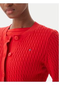 TOMMY HILFIGER - Tommy Hilfiger Kardigan WW0WW43329 Czerwony Regular Fit. Kolor: czerwony. Materiał: bawełna #4