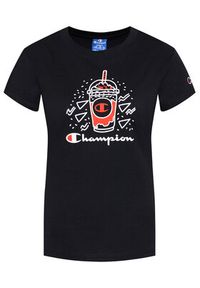 Champion T-Shirt Basketball Logo Digital Print 112965 Czarny Custom Fit. Kolor: czarny. Materiał: bawełna. Wzór: nadruk #2