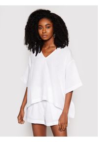 Seafolly T-Shirt Double Cloth 54257-TO Biały Oversize. Kolor: biały. Materiał: bawełna
