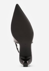 Renee - Czarne Eleganckie Szpilki Slingback VICES z Ozdobną Aplikacją przy Pasku Natera. Zapięcie: pasek. Kolor: czarny. Wzór: aplikacja. Obcas: na szpilce. Styl: elegancki. Wysokość obcasa: średni #3