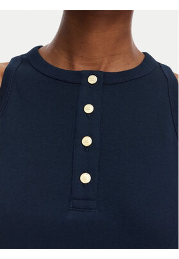 TOMMY HILFIGER - Tommy Hilfiger Sukienka letnia Gold Btn WW0WW49628 Granatowy A-Line Fit. Kolor: niebieski. Materiał: bawełna. Sezon: lato