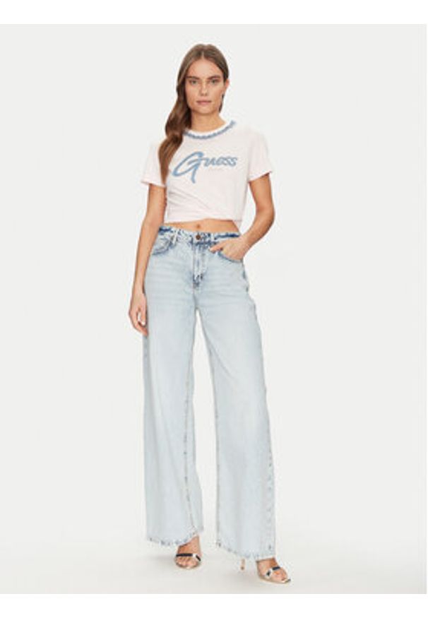 Guess T-Shirt W5GI03I3Z14 Różowy Regular Fit. Kolor: różowy. Materiał: bawełna