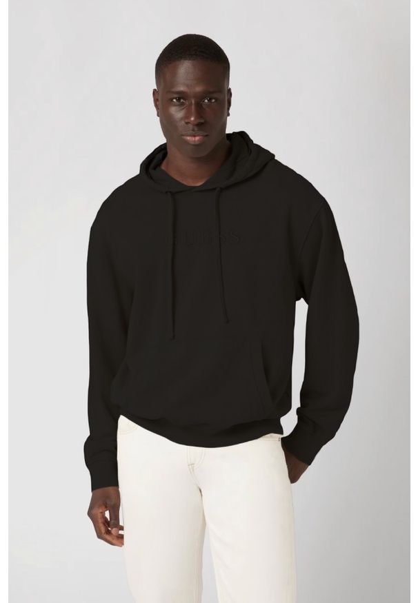 Guess - GUESS Czarna bluza męska Finch Terry, Rozmiar XXL. Kolor: czarny. Materiał: bawełna