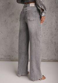 Renee - Szare Jeansy Wide Leg High Waist z Bawełną i Dodatkiem Wiskozy Rhenerila. Okazja: na co dzień. Stan: podwyższony. Kolor: szary. Styl: casual, elegancki #2