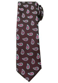 Brązowy Elegancki Krawat w Łezki -Angelo di Monti- 6 cm, Męski, Paisley. Kolor: brązowy, wielokolorowy, beżowy. Wzór: paisley. Styl: elegancki
