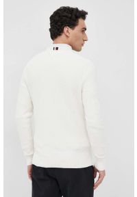TOMMY HILFIGER - Tommy Hilfiger sweter bawełniany ICON męski kolor beżowy lekki. Kolor: beżowy. Materiał: bawełna. Wzór: aplikacja