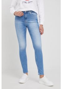 Calvin Klein Jeans jeansy damskie high waist. Stan: podwyższony. Kolor: niebieski