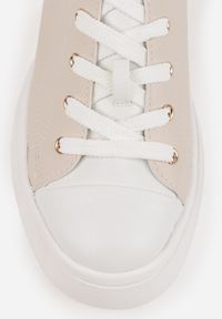 Renee - Beżowe Płaskie Sneakersy Vices ze Sznurowaniem Lorori. Okazja: na co dzień. Zapięcie: sznurówki. Kolor: beżowy. Materiał: jeans. Sezon: wiosna, lato #9