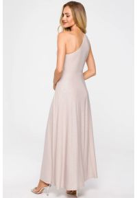 Sukienki.shop - Rozkloszowana suknia wieczorowa brokatowa szampańska. Okazja: na studniówkę, na ślub cywilny, na wesele, na imprezę. Styl: wizytowy #4