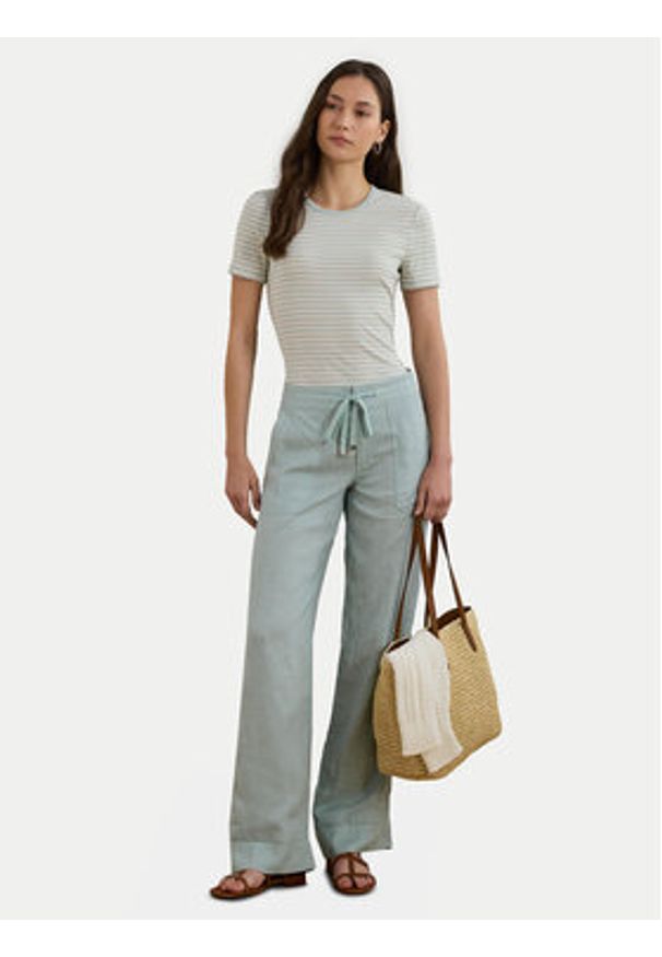 Lauren Ralph Lauren - LAUREN RALPH LAUREN Spodnie materiałowe 200735136021 Błękitny Regular Fit. Kolor: niebieski. Materiał: len