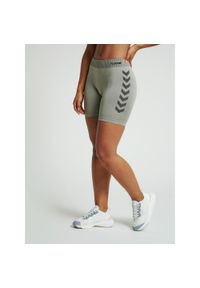 Damskie Spodenki treningowe kompresyjne Hummel hmlfirst. Kolor: szary, wielokolorowy, zielony. Sport: fitness #1