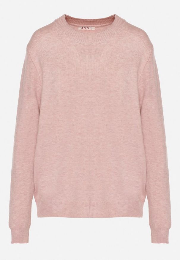 Born2be - Jasnoróżowy Casualowy Sweter z Wełną i Bawełną Nedalla. Okazja: na co dzień. Kolor: różowy. Materiał: wełna, bawełna. Długość rękawa: długi rękaw. Długość: długie. Styl: casual