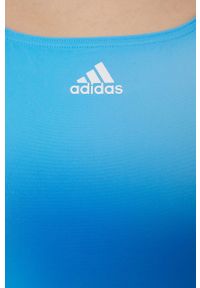 adidas Performance strój kąpielowy Melbourne Print 3-Stripes kolor turkusowy miękka miseczka. Kolor: niebieski. Materiał: materiał, dzianina. Wzór: nadruk