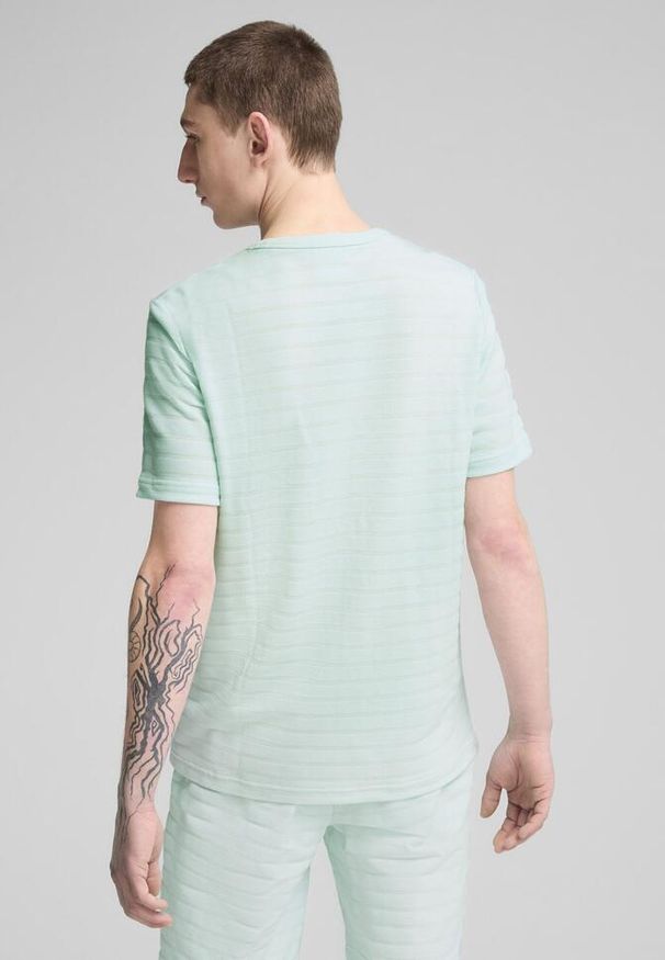 Puma - Koszulka Essentials Elevated Structured PUMA Peaceful Blue. Kolor: niebieski. Wzór: haft
