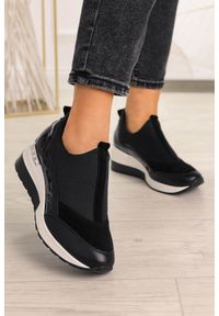 PRO-MODA - Czarne buty sportowe sneakersy polska skóra pro-moda 2574/001/l. Kolor: czarny. Materiał: skóra