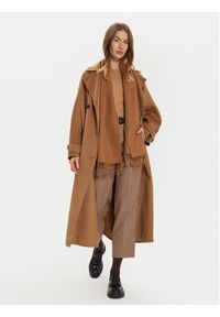 TOMMY HILFIGER - Tommy Hilfiger Płaszcz wełniany WW0WW45919 Brązowy Oversize. Kolor: brązowy. Materiał: syntetyk #2