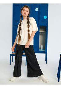 Sinsay - Plisowane spodnie wide leg z elastycznym pasem - czarny. Kolor: czarny