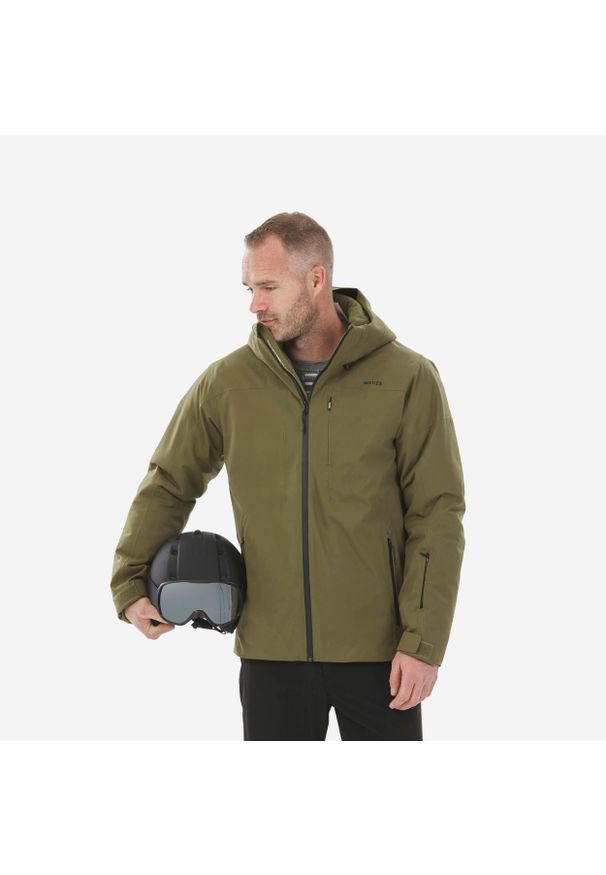 WEDZE - Kurtka narciarska i snowboardowa męska Quechua 500. Kolor: zielony. Materiał: tkanina, włókno, syntetyk, materiał, skóra. Sezon: zima. Sport: snowboard, narciarstwo