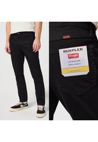 Wrangler - MĘSKIE SPODNIE JEANSOWE WRANGLER RUSTLER SLIM BLACK RINSE CZARNE W10ERD107 112342562. Okazja: na co dzień, do pracy, na spacer. Kolor: czarny. Długość: długie. Sezon: lato. Styl: klasyczny, elegancki, casual