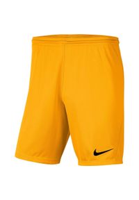 Spodnie piłkarskie męskie Nike Dry Park Iii. Kolor: żółty. Długość: krótkie. Sport: piłka nożna