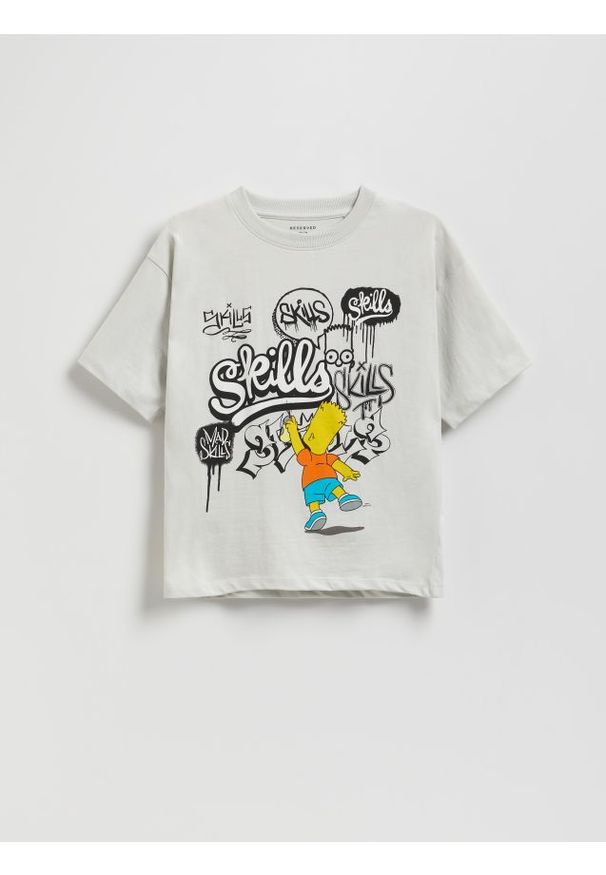 Reserved - T-shirt The Simpsons - jasnoszary. Kolor: szary. Materiał: dzianina, bawełna