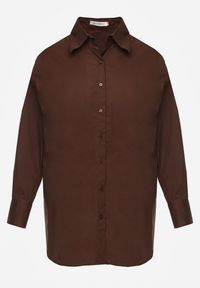 Renee - Ciemnobrązowa Koszula Bawełniana Aquida. Kolor: brązowy. Materiał: bawełna. Długość rękawa: długi rękaw. Długość: długie #6