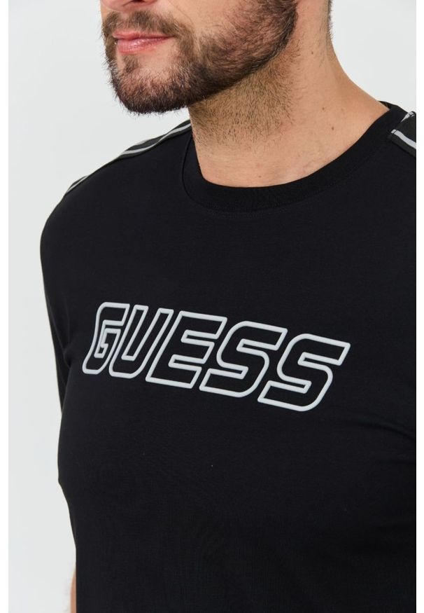 Guess - GUESS Czarny męski t-shirt Arlo Cn, Rozmiar S. Kolor: czarny