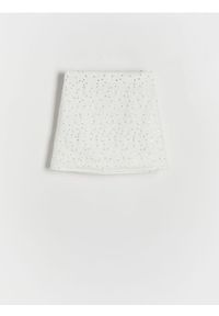 Reserved - Spódnica ze zdobieniem - złamana biel. Materiał: tkanina. Wzór: aplikacja #1