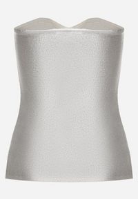 Born2be - Srebrny Top z Wiskozą o Kroju Bandeau Izureta. Okazja: na co dzień, na imprezę. Kolor: srebrny. Materiał: wiskoza. Długość: długie. Wzór: kwiaty. Sezon: lato. Styl: casual #4