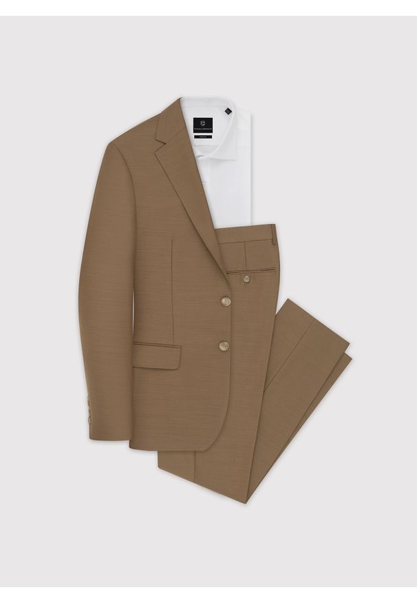 Pako Lorente - PAKO LORENTE – Jasnobrązowe garniturowe spodnie męskie z wełną. Kolor: brązowy. Materiał: wełna. Styl: elegancki