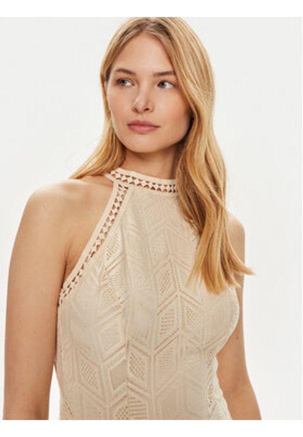 Guess Sukienka wieczorowa W2YK96 K3I20 Beżowy Regular Fit. Kolor: beżowy. Materiał: syntetyk. Styl: wizytowy