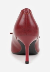 Renee - Bordowe Czółenka na Szpilce Vices z Kokardą i Wkładką ze Skóry Naturalnej Rilanisse. Okazja: na co dzień, na spotkanie biznesowe. Kolor: czerwony. Materiał: skóra. Obcas: na szpilce. Styl: casual, biznesowy, elegancki, klasyczny #7