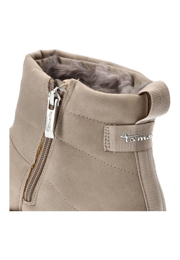 Beżowe Botki Tamaris Ocieplane Buty Damskie. Okazja: na co dzień. Kolor: beżowy. Materiał: futro, skóra ekologiczna. Obcas: na platformie. Styl: casual