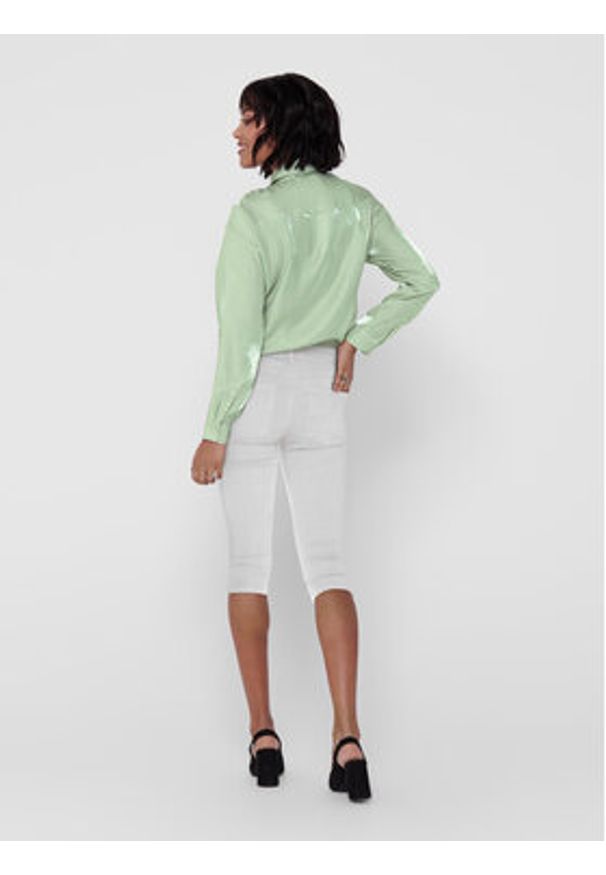 only - ONLY Spodnie capri 15136463 Biały Slim Fit. Kolor: biały. Materiał: wiskoza