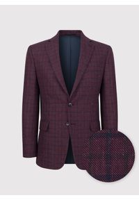 Pako Lorente - PAKO LORENTE – Bordowa marynarka casualowa w kratkę. Okazja: na co dzień. Kolor: czerwony. Wzór: kratka. Styl: casual