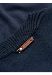 Ombre Clothing - Sweter męski z wiskozą i rozpinanym dekoltem – granatowy V4 OM-SWZS-0124 - XXL. Typ kołnierza: kołnierzyk stójkowy. Kolor: niebieski. Materiał: wiskoza. Wzór: gładki, aplikacja, ze splotem. Styl: elegancki #5