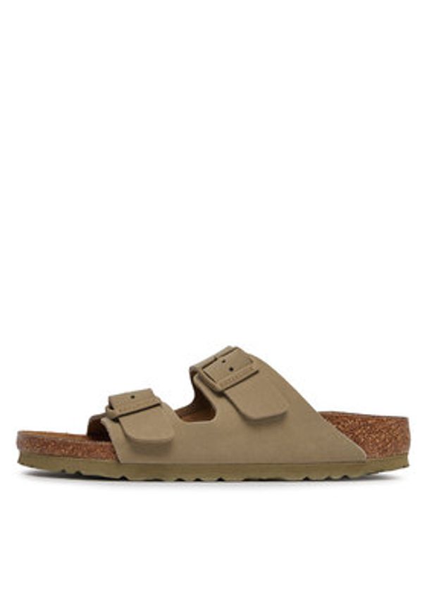 Birkenstock Klapki Arizona Birko-Flor 1027697 Khaki. Kolor: brązowy. Materiał: skóra