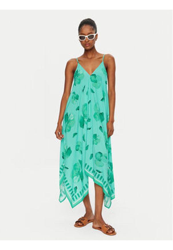 Seafolly Sukienka letnia Secret Garden 55376-DR Zielony Regular Fit. Kolor: zielony. Materiał: len, wiskoza. Sezon: lato