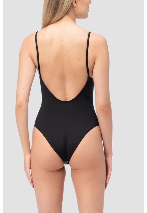 Guess - GUESS Czarny damski jednoczęściowy strój kąpielowy w monogram Diane, Rozmiar XL. Kolor: czarny