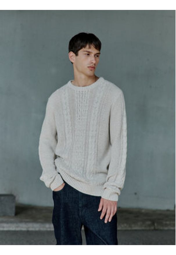 Blend Sweter 20717439 Écru Regular Fit. Materiał: syntetyk