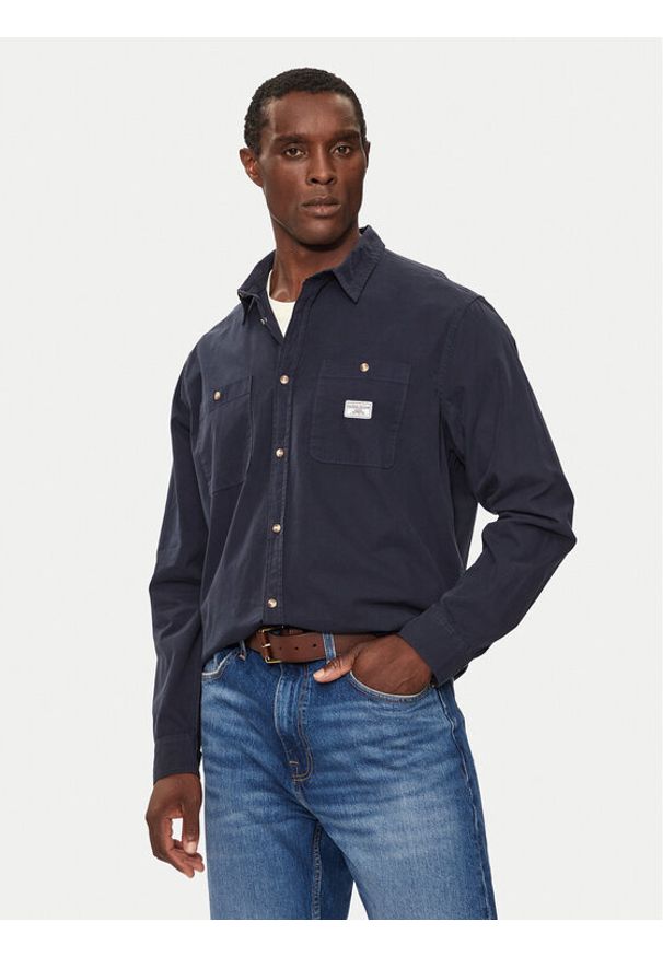 Guess Jeans Koszula M4YH37 WGCF1 Granatowy Regular Fit. Kolor: niebieski. Materiał: bawełna