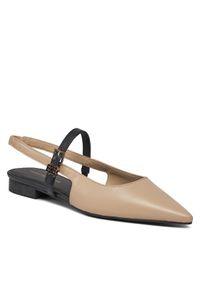 TOMMY HILFIGER - Tommy Hilfiger Sandały Leather Sling Back Ballerina FW0FW07772 Beżowy. Kolor: beżowy #1