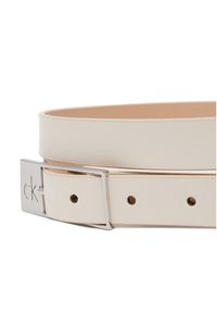 Calvin Klein Pasek Damski Ck Cut Square Buckle 2.0 K60K613155 Biały. Kolor: biały. Materiał: skóra