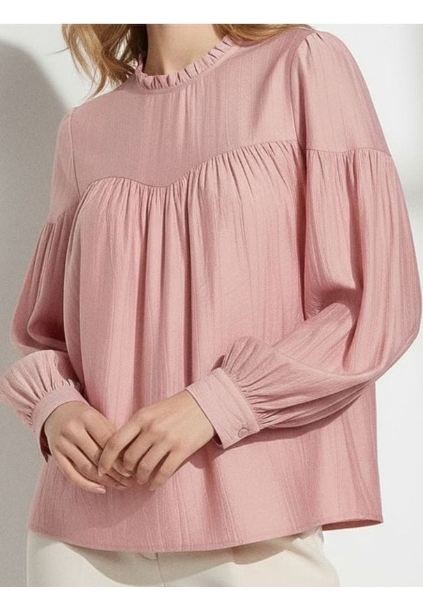 Sinsay - Bluzka z marszczeniami - różowy. Kolor: różowy