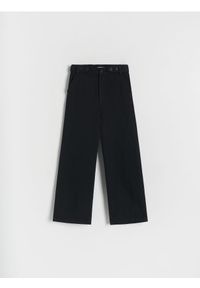 Reserved - Bawełniane spodnie z guzikami - czarny. Kolor: czarny. Materiał: bawełna #1