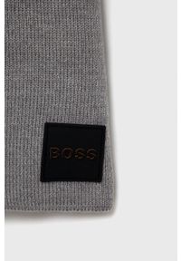 BOSS - Boss - Szalik wełniany Boss Casual. Okazja: na co dzień. Kolor: szary. Materiał: wełna. Styl: casual