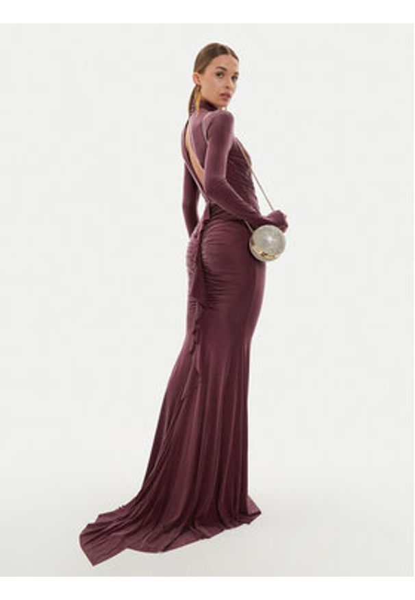 Elisabetta Franchi Sukienka wieczorowa AB-616-46E2-V800 Bordowy Slim Fit. Kolor: czerwony. Styl: wizytowy